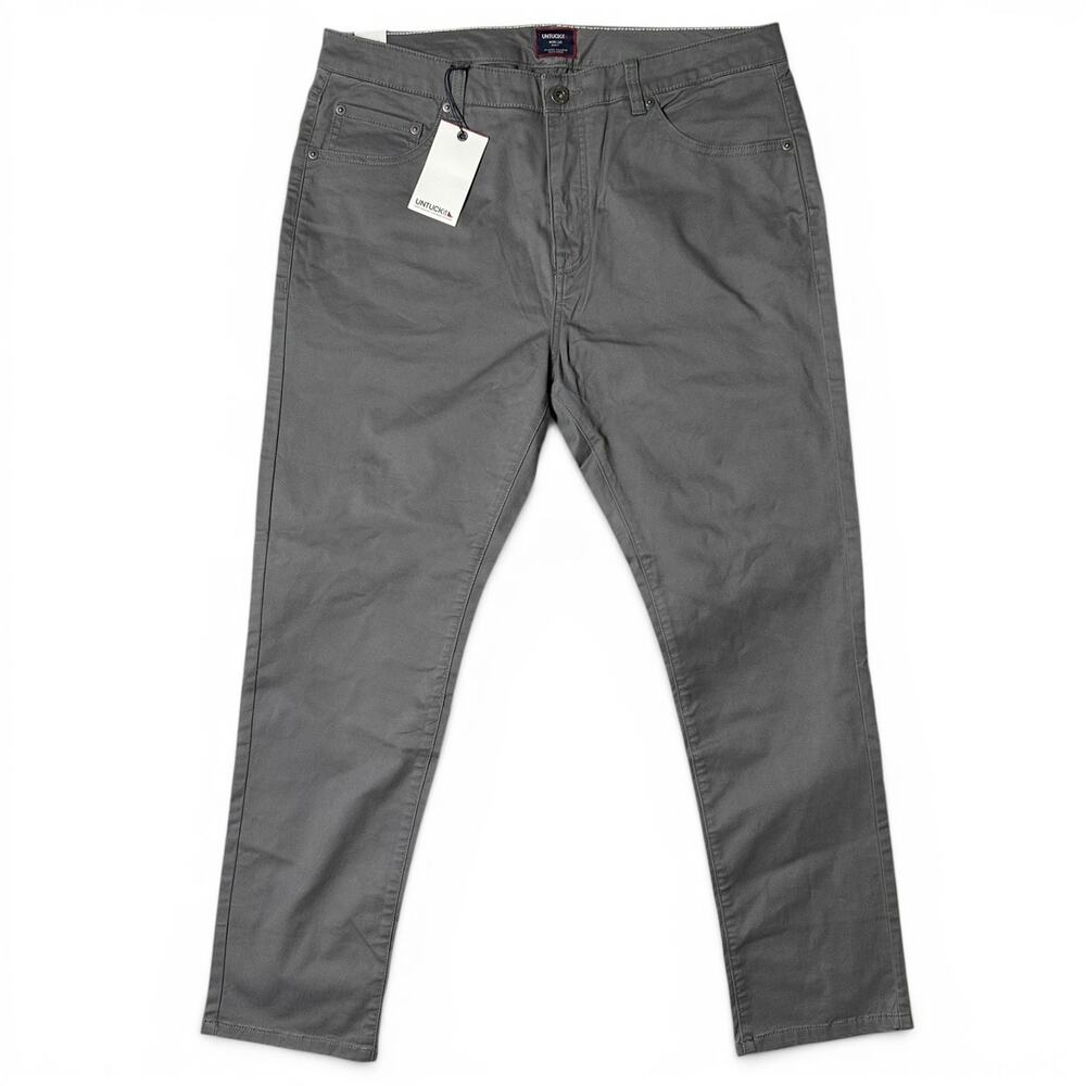 Untuckit 5 Pocket Chino Pant Mens Size 35x30 Dark Grey Slim Fit Pants NWT